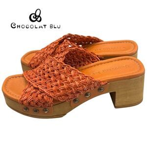 Chocolat Blu Dawn Platform Women's Slide Block Heel Sandals 38 7 7.5